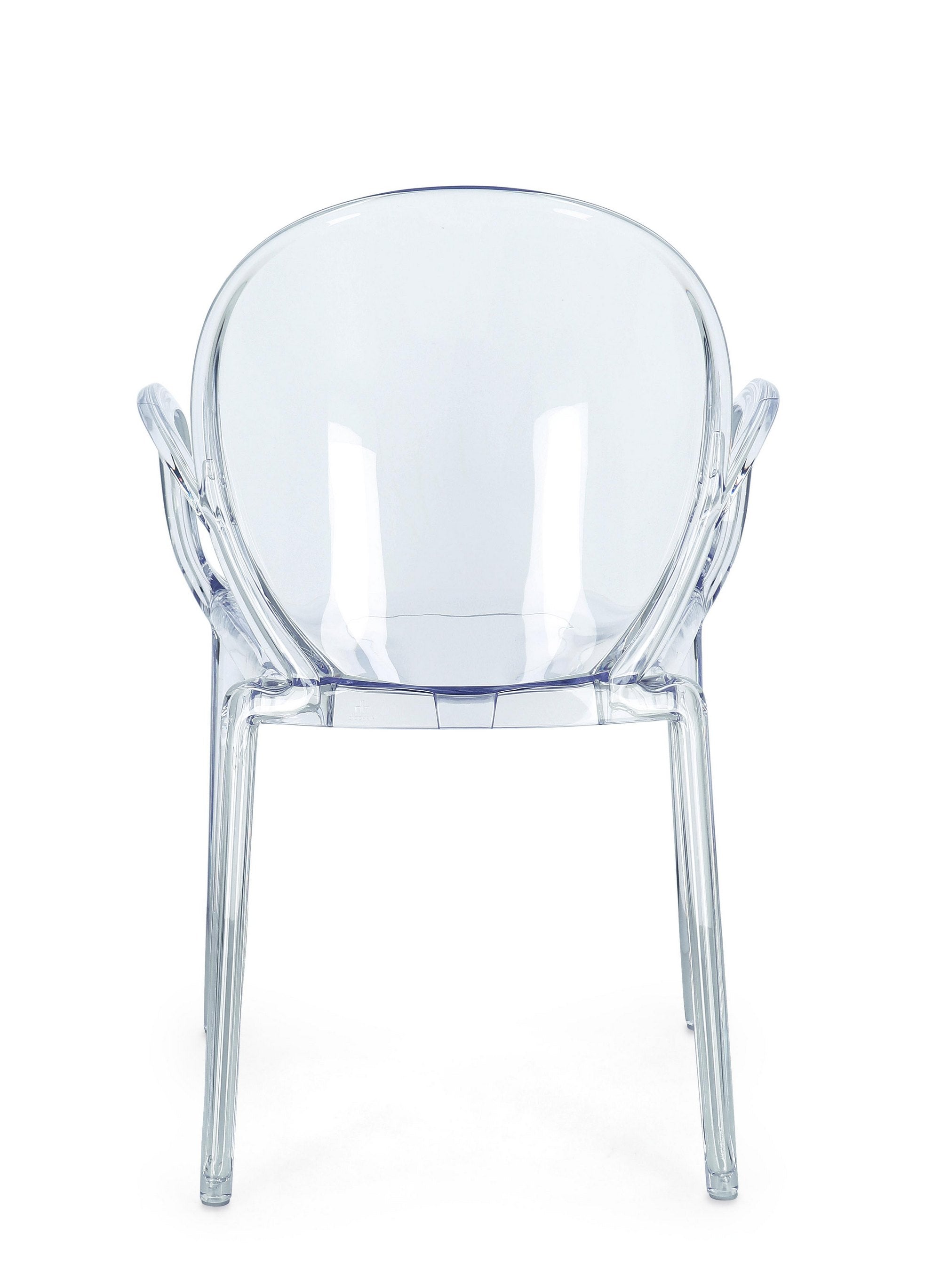 set di 4 sedie camilla in policarbonato trasparente, impilabili, comfort superiore grazie al supporto laterale