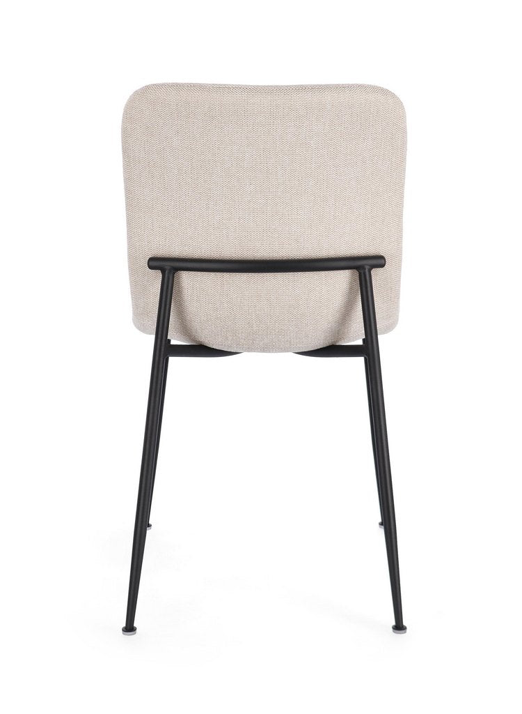 set di 4 sedie rinas beige e gambe acciaio nero, ideale per cucina, sala da pranzo o studio
