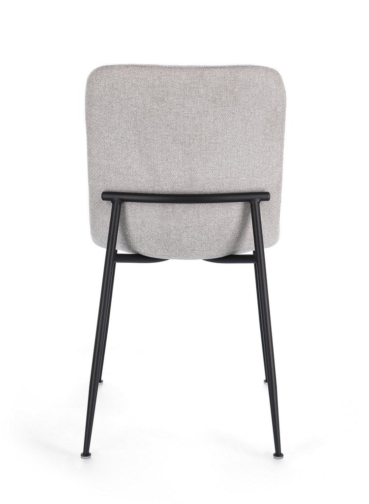 set di 4 sedie rinas grigio chiaro e gambe acciaio nero, ideale per cucina, sala da pranzo o studio