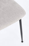 set di 4 sedie rinas grigio chiaro e gambe acciaio nero, materiali resistenti per uso quotidiano