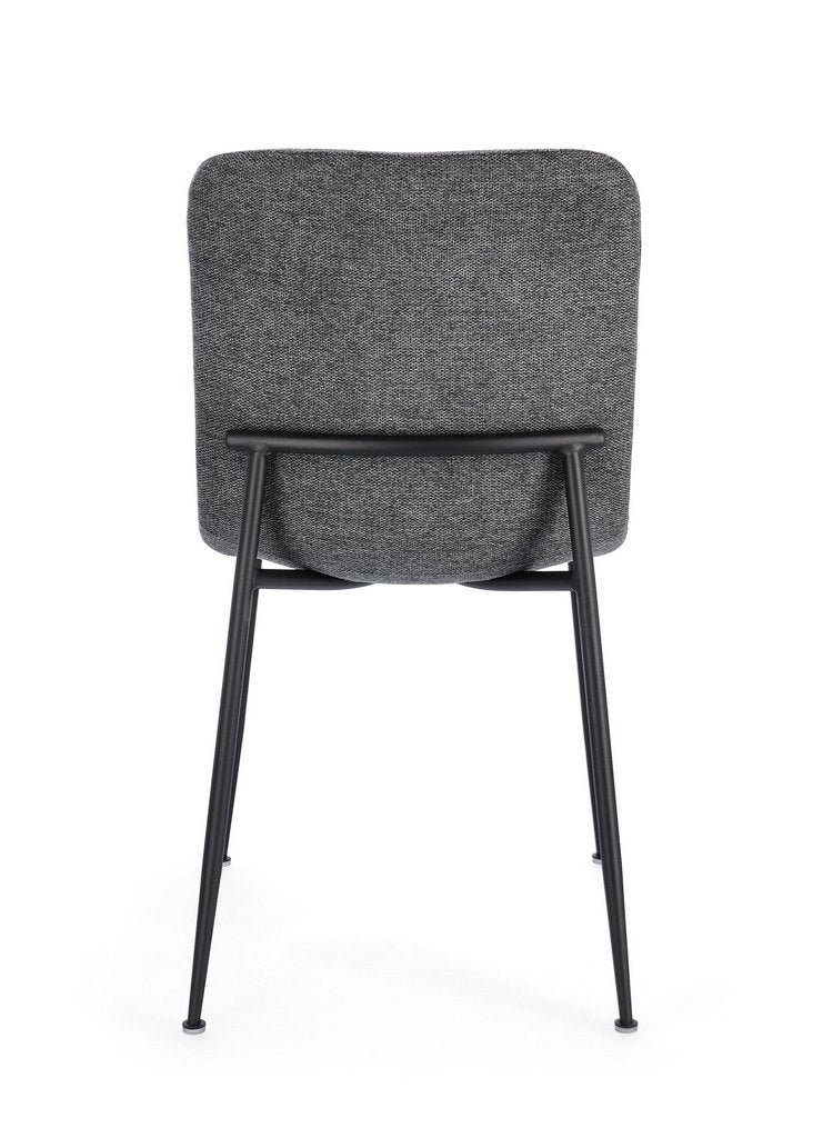 set di 4 sedie rinas grigio scuro e gambe acciaio nero, ideale per cucina, sala da pranzo o studio