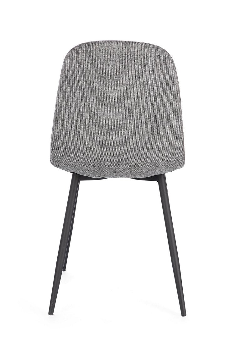 set di 4 sedie irelia in tessuto grigio scuro e acciaio antracite, seduta ergonomica per comfort quotidiano