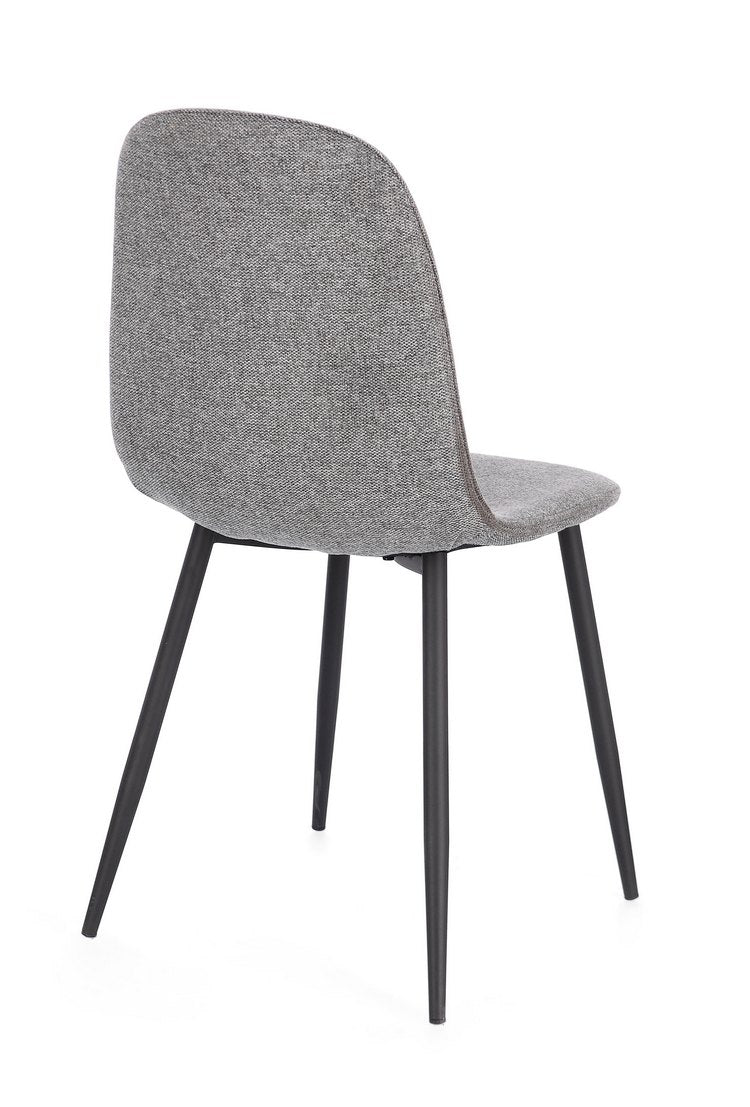 set di 4 sedie irelia in tessuto grigio scuro e acciaio antracite, ideale per cucina, sala da pranzo o studio