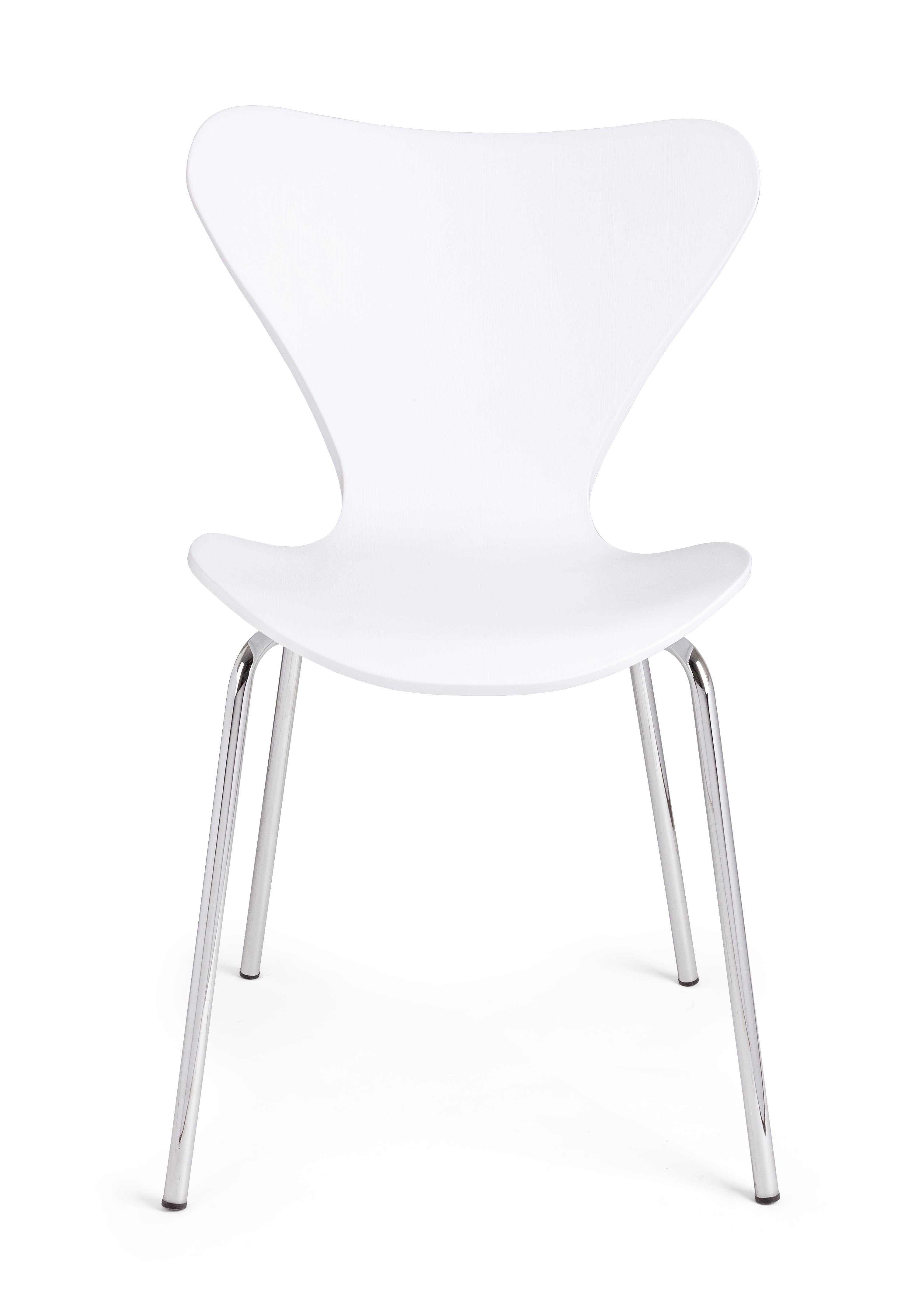 set di 4 sedie tessa in polipropilene bianco e gambe acciaio cromato, dettaglio della struttura in legno, metallo o plastica