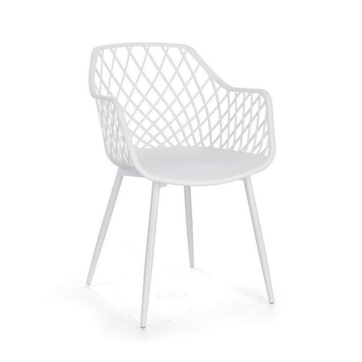 set di 4 sedie optik in polipropilene e acciaio bianco, poltroncina elegante con braccioli per zona living o pranzo