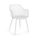 set di 4 sedie optik in polipropilene e acciaio bianco, poltroncina elegante con braccioli per zona living o pranzo