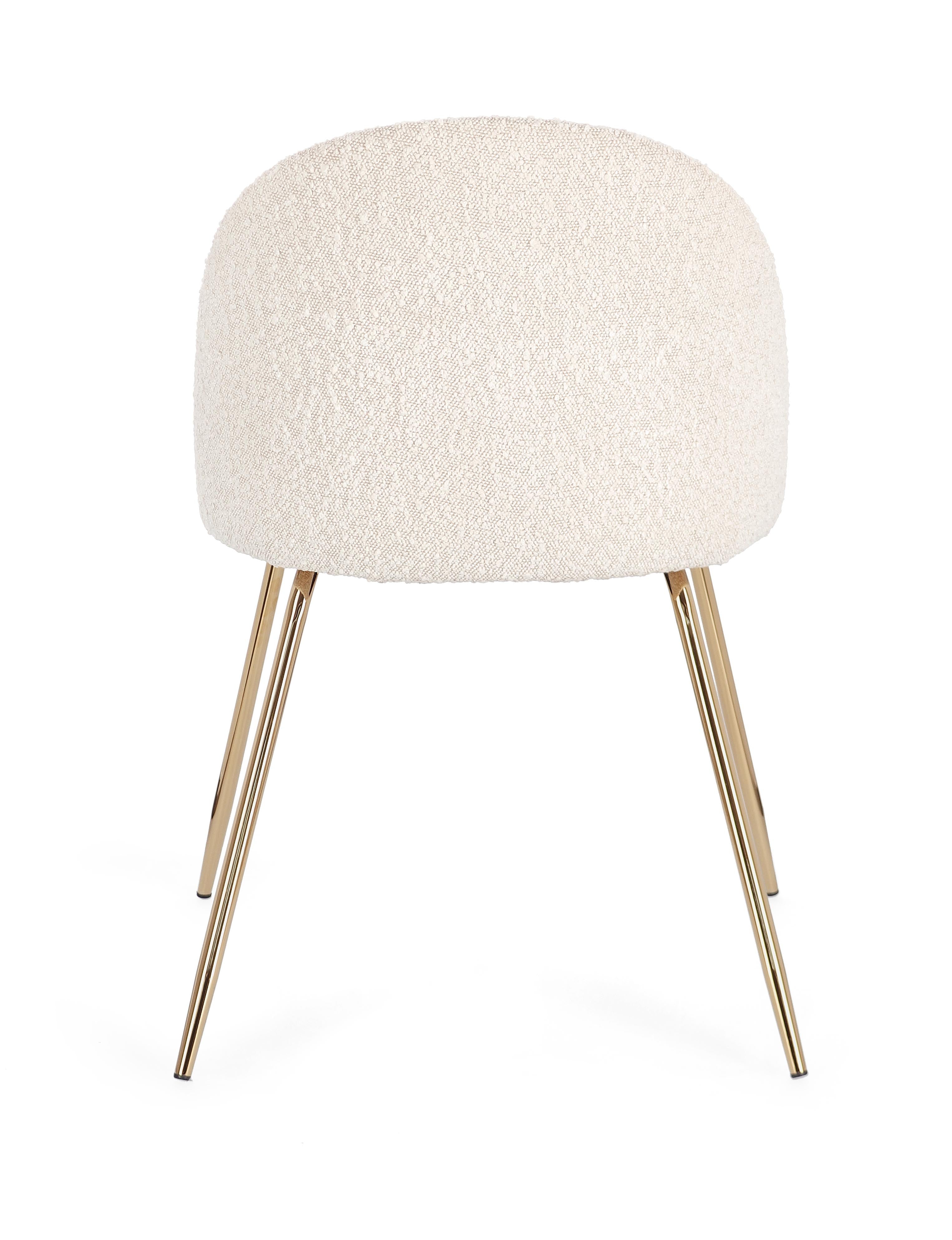 set di 4 sedie tanya in tessuto avorio e base oro, ideale per cucina, sala da pranzo o studio