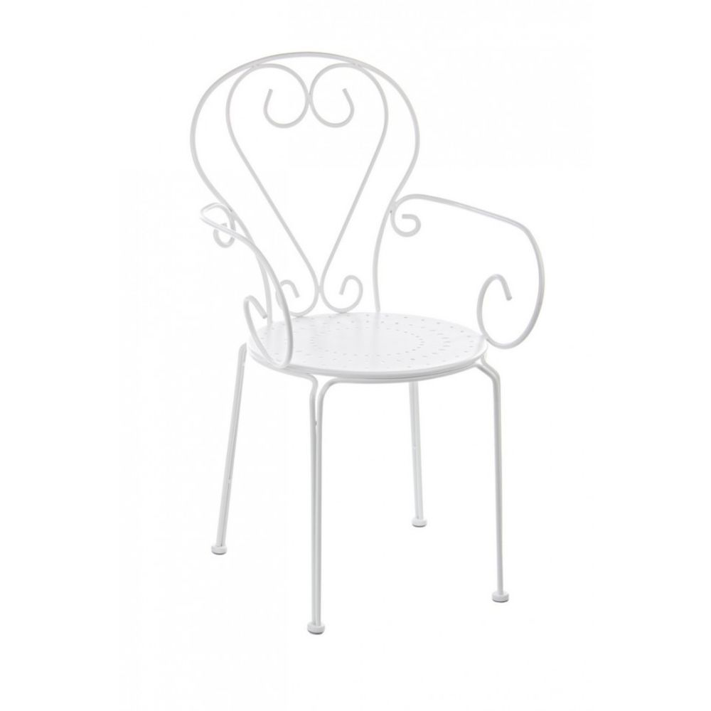 set di 4 sedie etienne in acciaio bianco impilabili, con braccioli, sedia per esterno resistente agli agenti atmosferici