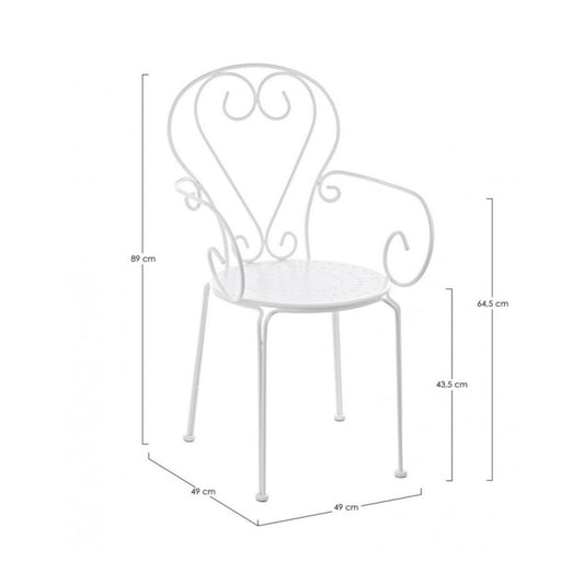 set di 4 sedie etienne in acciaio bianco impilabili, con braccioli, dettaglio della finitura in metallo, plastica o legno...