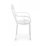 set di 4 sedie etienne in acciaio bianco impilabili, con braccioli, comoda e leggera, perfetta per giardino o balcone