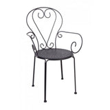 set di 4 sedie etienne in acciaio antracite impilabili, con braccioli, sedia per esterno resistente agli agenti atmosferici