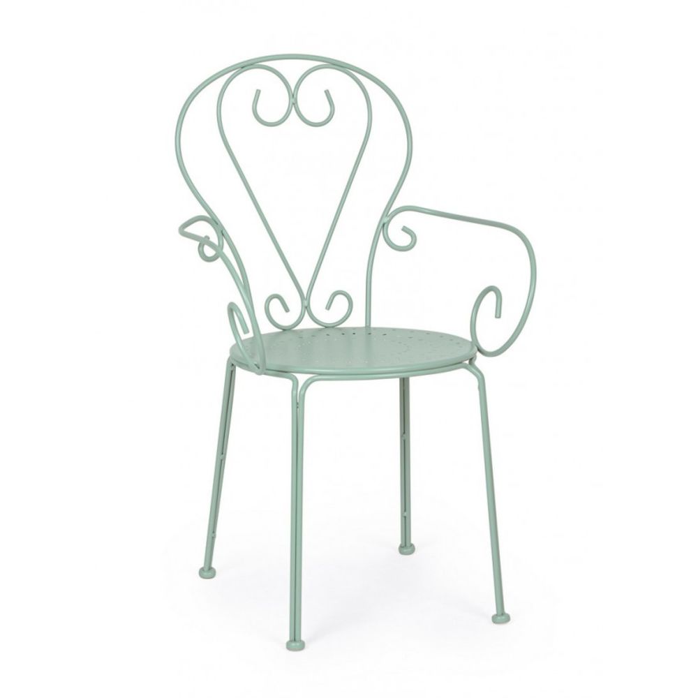 set di 4 sedie etienne in acciaio verde chiaro impilabili, con braccioli, sedia per esterno resistente agli agenti...