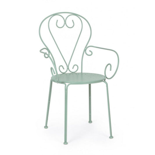 set di 4 sedie etienne in acciaio verde chiaro impilabili, con braccioli, sedia per esterno resistente agli agenti...