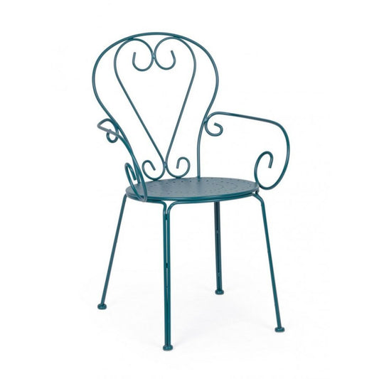 set di 4 sedie etienne in acciaio blu impilabili, con braccioli, sedia per esterno resistente agli agenti atmosferici