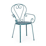 set di 4 sedie etienne in acciaio blu impilabili, con braccioli, sedia per esterno resistente agli agenti atmosferici