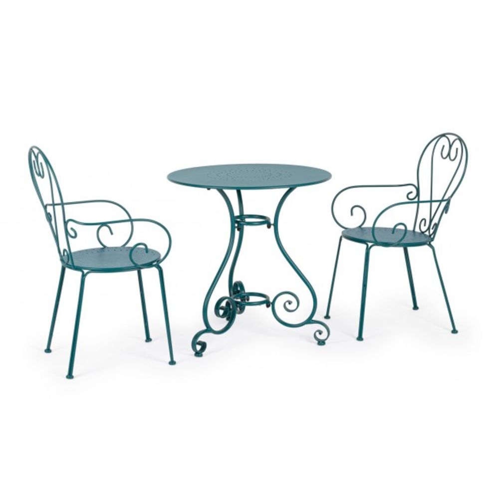 set di 4 sedie etienne in acciaio blu impilabili, con braccioli, dettaglio della finitura in metallo, plastica o legno...