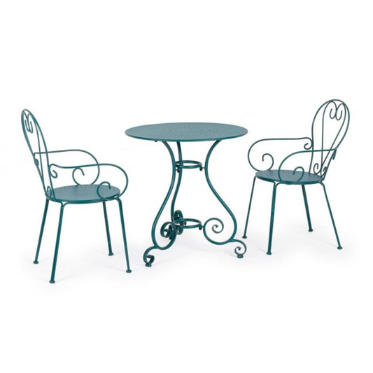 set di 4 sedie etienne in acciaio blu impilabili, con braccioli, dettaglio della finitura in metallo, plastica o legno...