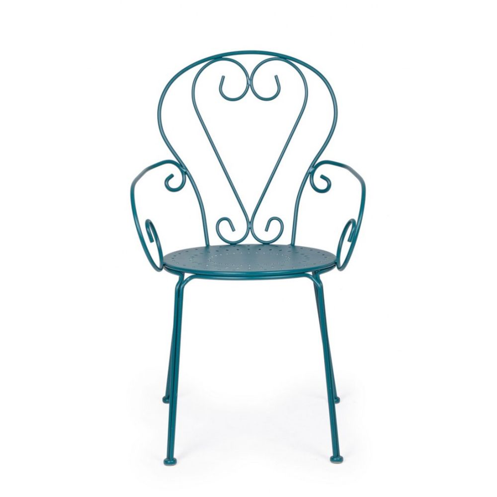 set di 4 sedie etienne in acciaio blu impilabili, con braccioli, ideale per arredare con stile il tuo spazio outdoor
