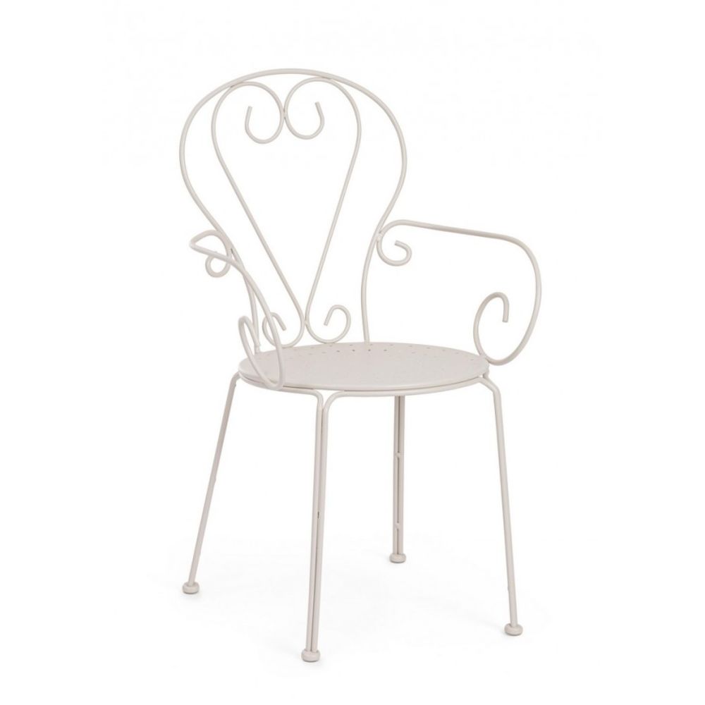 set di 4 sedie etienne in acciaio beige impilabili, con braccioli, sedia per esterno resistente agli agenti atmosferici