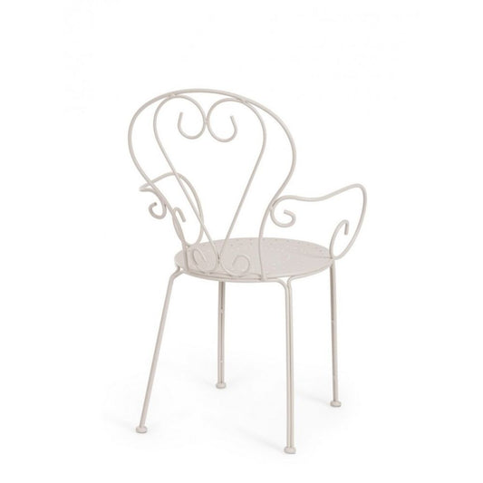 set di 4 sedie etienne in acciaio beige impilabili, con braccioli, dettaglio della finitura in metallo, plastica o legno...