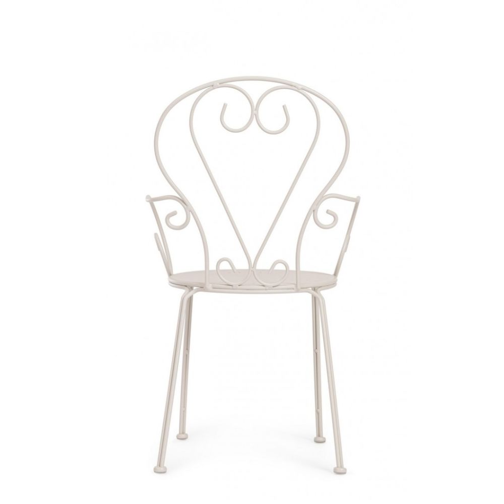 set di 4 sedie etienne in acciaio beige impilabili, con braccioli, ideale per arredare con stile il tuo spazio outdoor