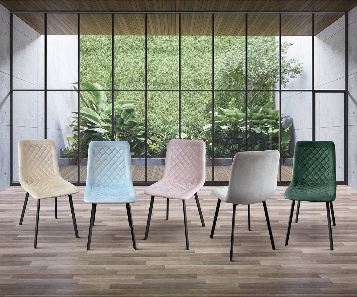 set di 4 sedie noho effetto velluto tortora, dettaglio della struttura in legno, metallo o plastica