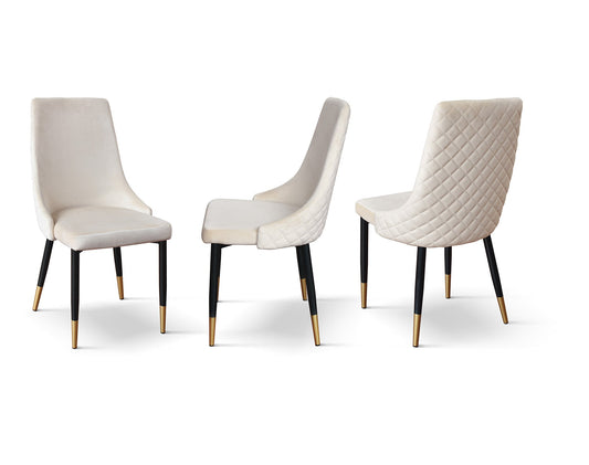 set di 4 sedie irvine in tessuto effetto velluto beige e gambe in metallo antracite e oro, dettaglio della struttura in...