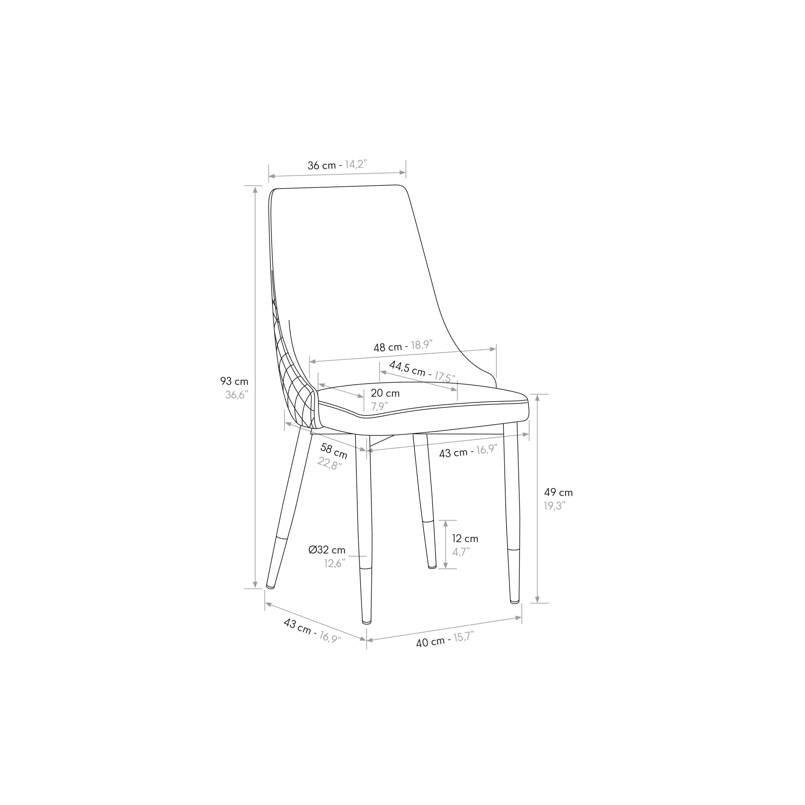 set di 4 sedie irvine in tessuto effetto velluto beige e gambe in metallo antracite e oro, vista ambientata attorno a un...