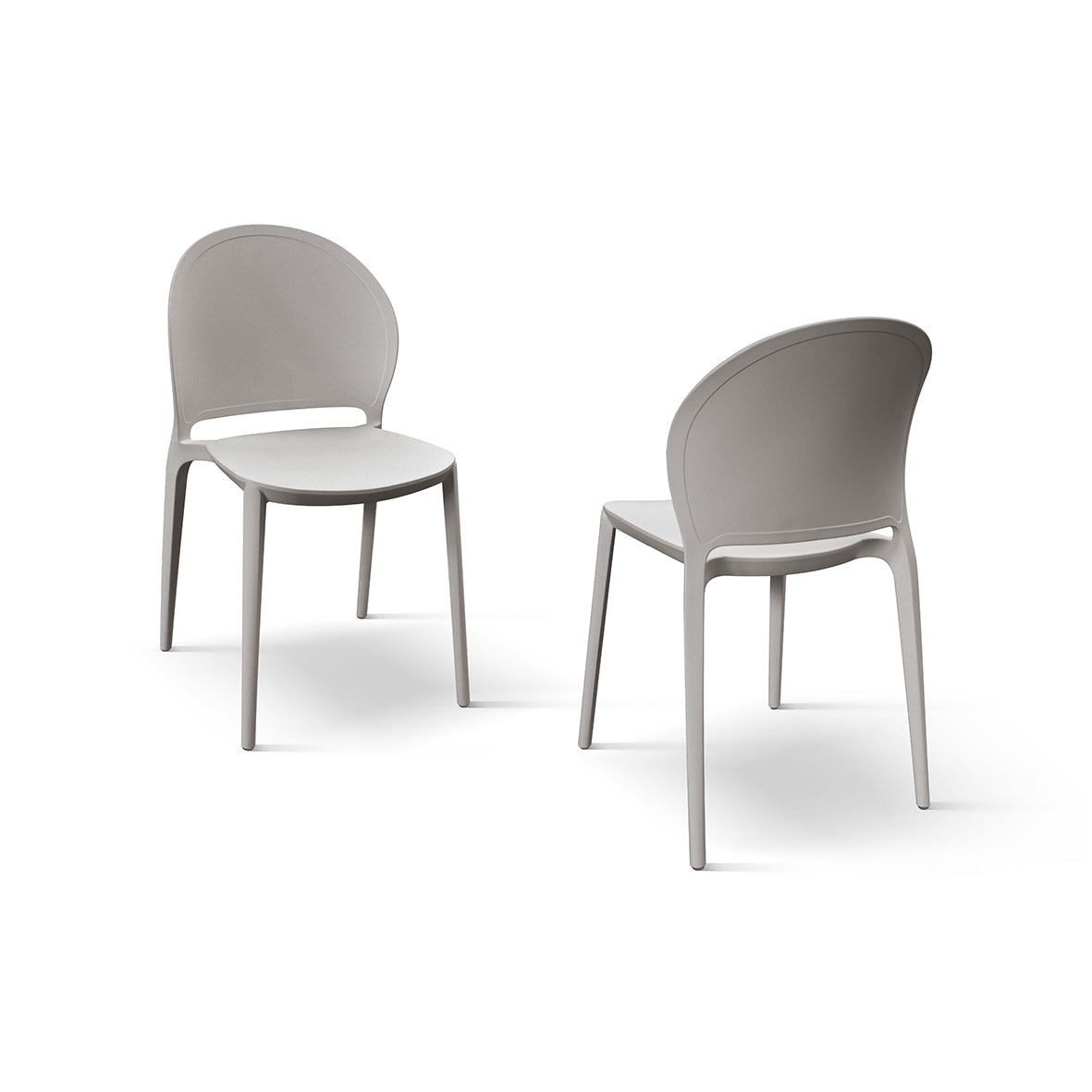 set di 4 sedie marbella in polipropilene tortora, dettaglio della finitura in metallo, plastica o legno trattato