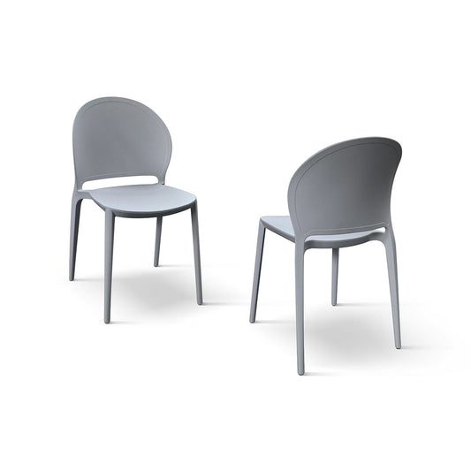 set di 4 sedie marbella in polipropilene grigio, dettaglio della finitura in metallo, plastica o legno trattato