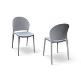 set di 4 sedie marbella in polipropilene grigio, dettaglio della finitura in metallo, plastica o legno trattato