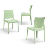 set di 4 sedie hobie beach in polipropilene verde pastello, impilabili, dettaglio della finitura in metallo, plastica o...