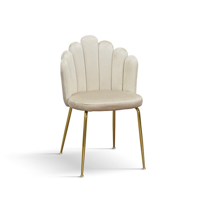 set di 4 sedie lille in tessuto effetto velluto panna e gambe in metallo color oro, sedia dal design moderno per sala da...
