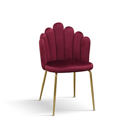set di 4 sedie lille in tessuto effetto velluto bordeaux e gambe in metallo color oro, sedia dal design moderno per sala da...