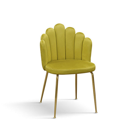 set di 4 sedie lille in tessuto effetto velluto giallo ocra e gambe in metallo color oro, sedia dal design moderno per sala...