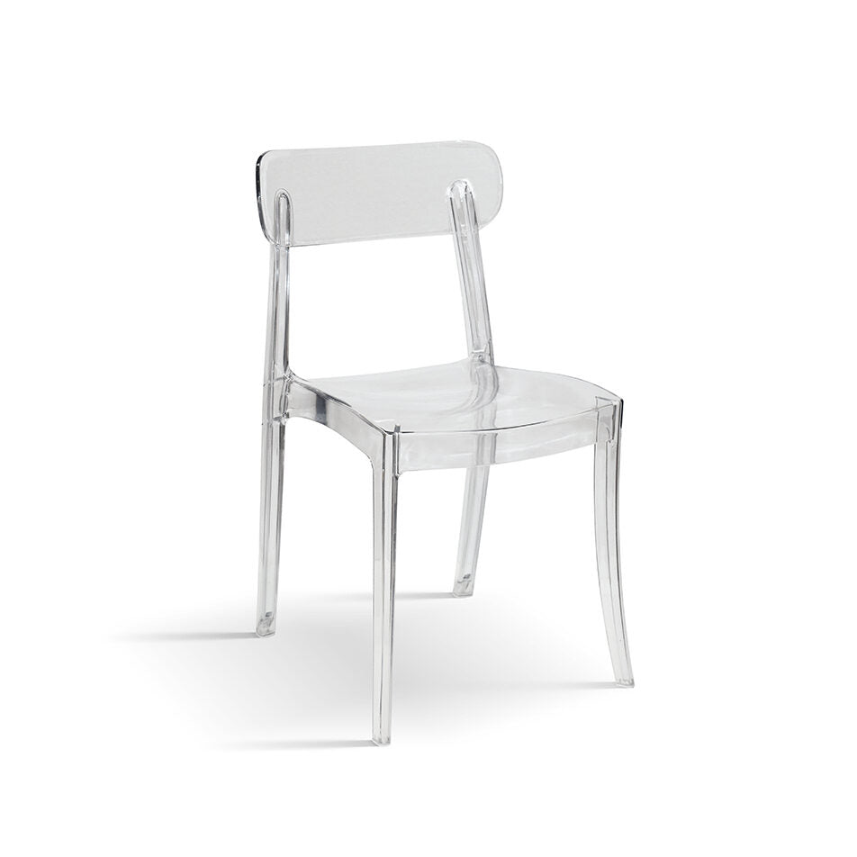 set di 4 sedie ghent in polipropilene trasparenti, impilabili, sedia per esterno resistente agli agenti atmosferici