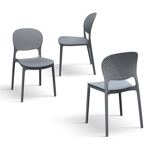 set di 4 sedie alicante in polipropilene grigio, dettaglio della finitura in metallo, plastica o legno trattato