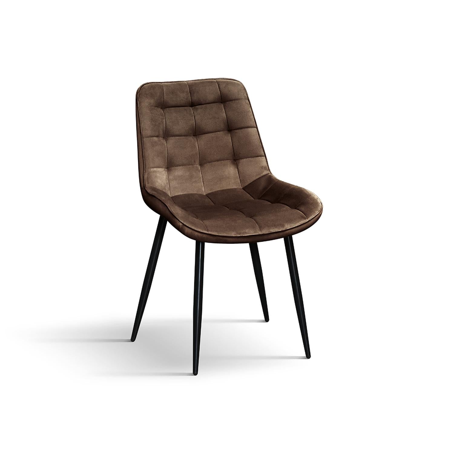 set di 4 sedie barcellona rivestite in velluto marrone e gambe in metallo nero, sedia dal design moderno per sala da pranzo...