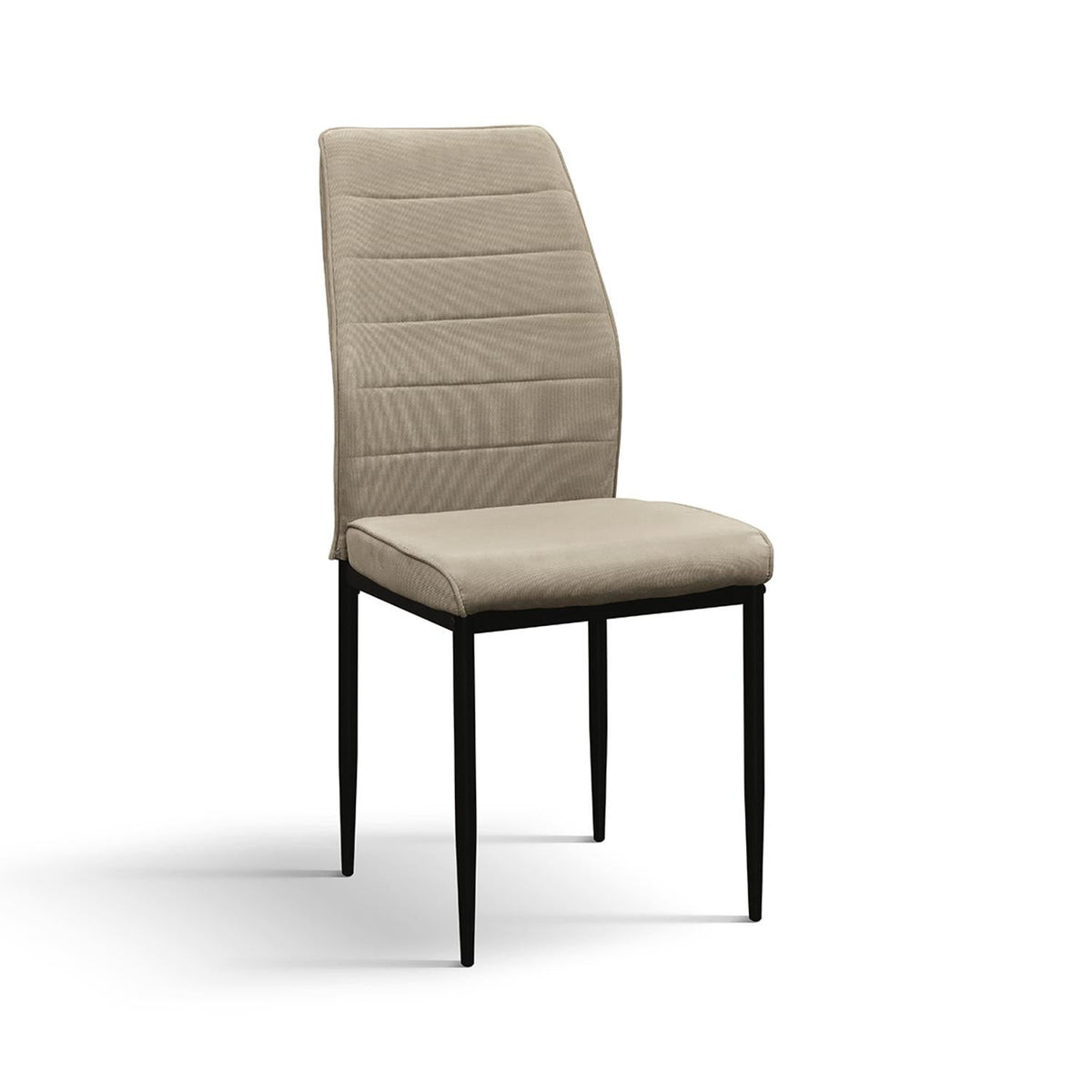set di 4 sedie lubiana in tessuto beige e gambe in metallo nero opaco, sedia dal design moderno per sala da pranzo o...