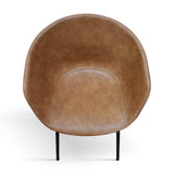 set di 4 sedie copenaghen rivestite in pelle cammello e gambe in metallo nero, seduta ergonomica per comfort quotidiano