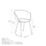 set di 4 sedie copenaghen rivestite in pelle cammello e gambe in metallo nero, materiali resistenti per uso quotidiano