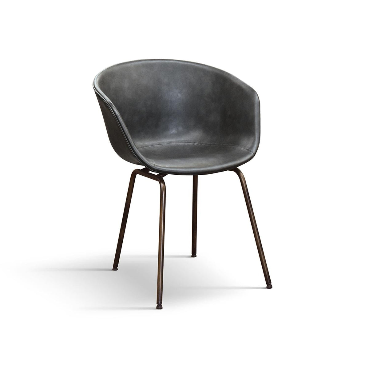 set di 4 sedie copenaghen rivestite in pelle antracite e gambe in metallo nero, sedia dal design moderno per sala da pranzo...