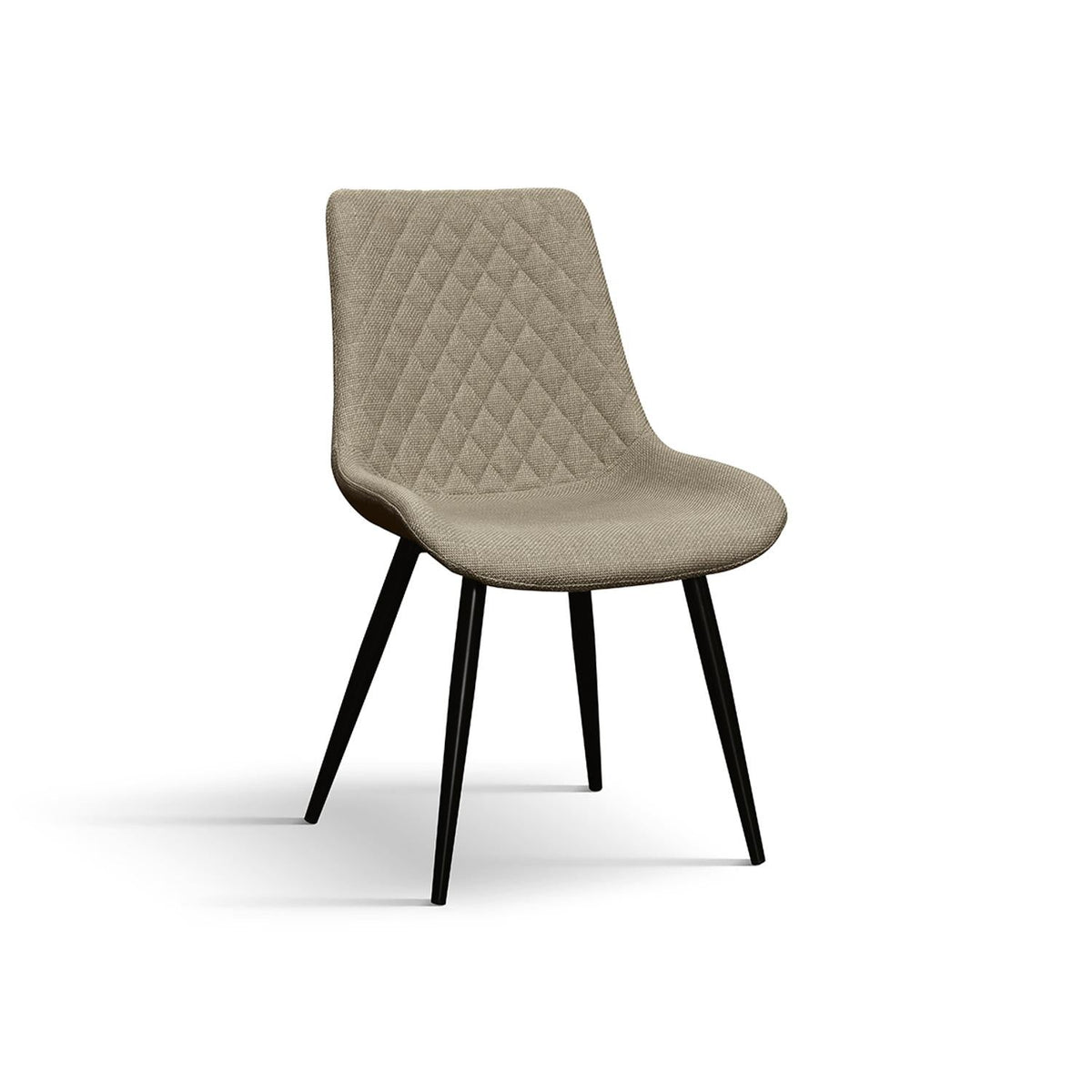 set di 4 sedie vienna in tessuto beige e gambe in metallo nero, sedia dal design moderno per sala da pranzo o soggiorno