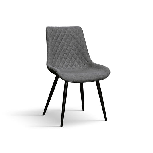 set di 4 sedie vienna in tessuto grigio e gambe in metallo nero, sedia dal design moderno per sala da pranzo o soggiorno