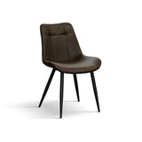 set di 4 sedie bruxelles in ecopelle castagna e gambe in metallo nero, sedia dal design moderno per sala da pranzo o...