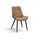 set di 4 sedie bruxelles in ecopelle cammello e gambe in metallo nero, sedia dal design moderno per sala da pranzo o...