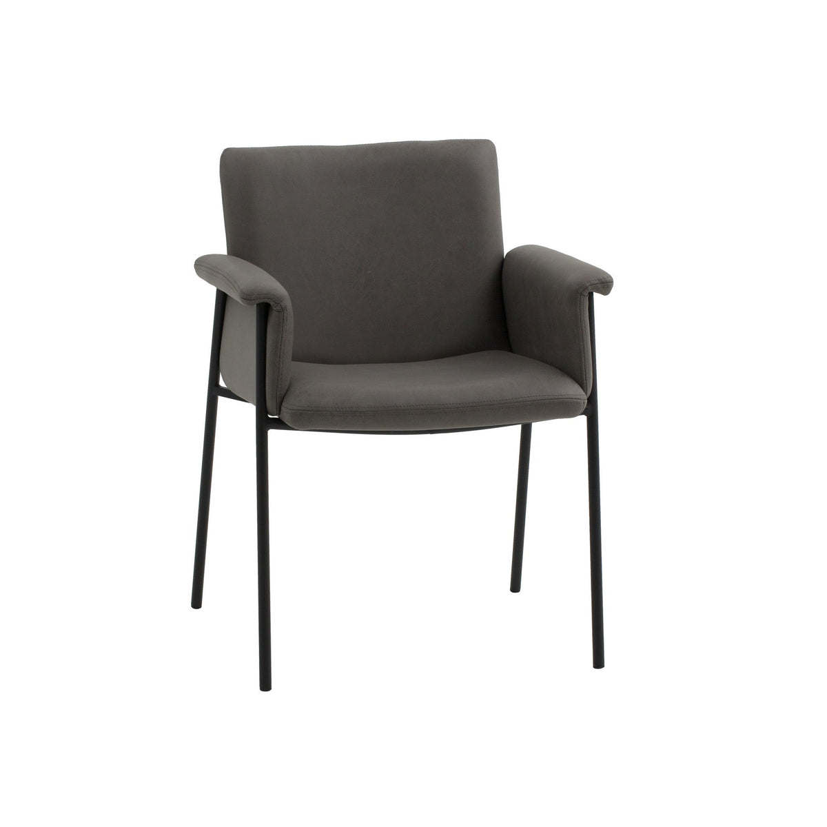 set di 4 sedie cancún in similpelle grigio e gambe in metallo nero, con braccioli, poltroncina elegante con braccioli per...