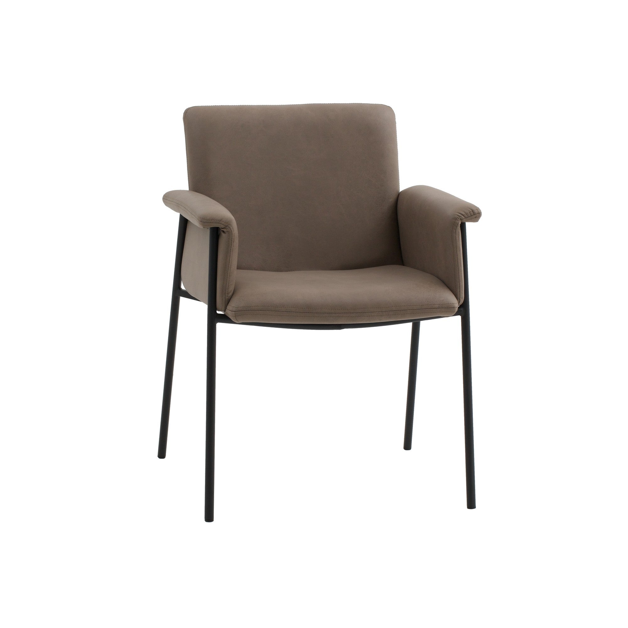 set di 4 sedie cancún in similpelle marrone e gambe in metallo nero, con braccioli, poltroncina elegante con braccioli per...