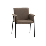 set di 4 sedie cancún in similpelle marrone e gambe in metallo nero, con braccioli, poltroncina elegante con braccioli per...