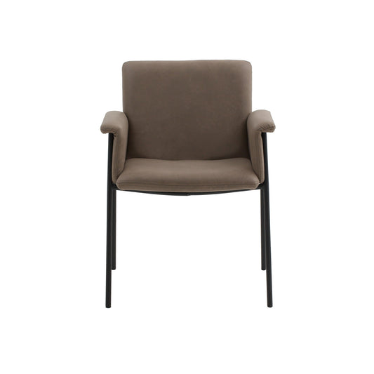 set di 4 sedie cancún in similpelle marrone e gambe in metallo nero, con braccioli, dettaglio dei braccioli imbottiti o in...